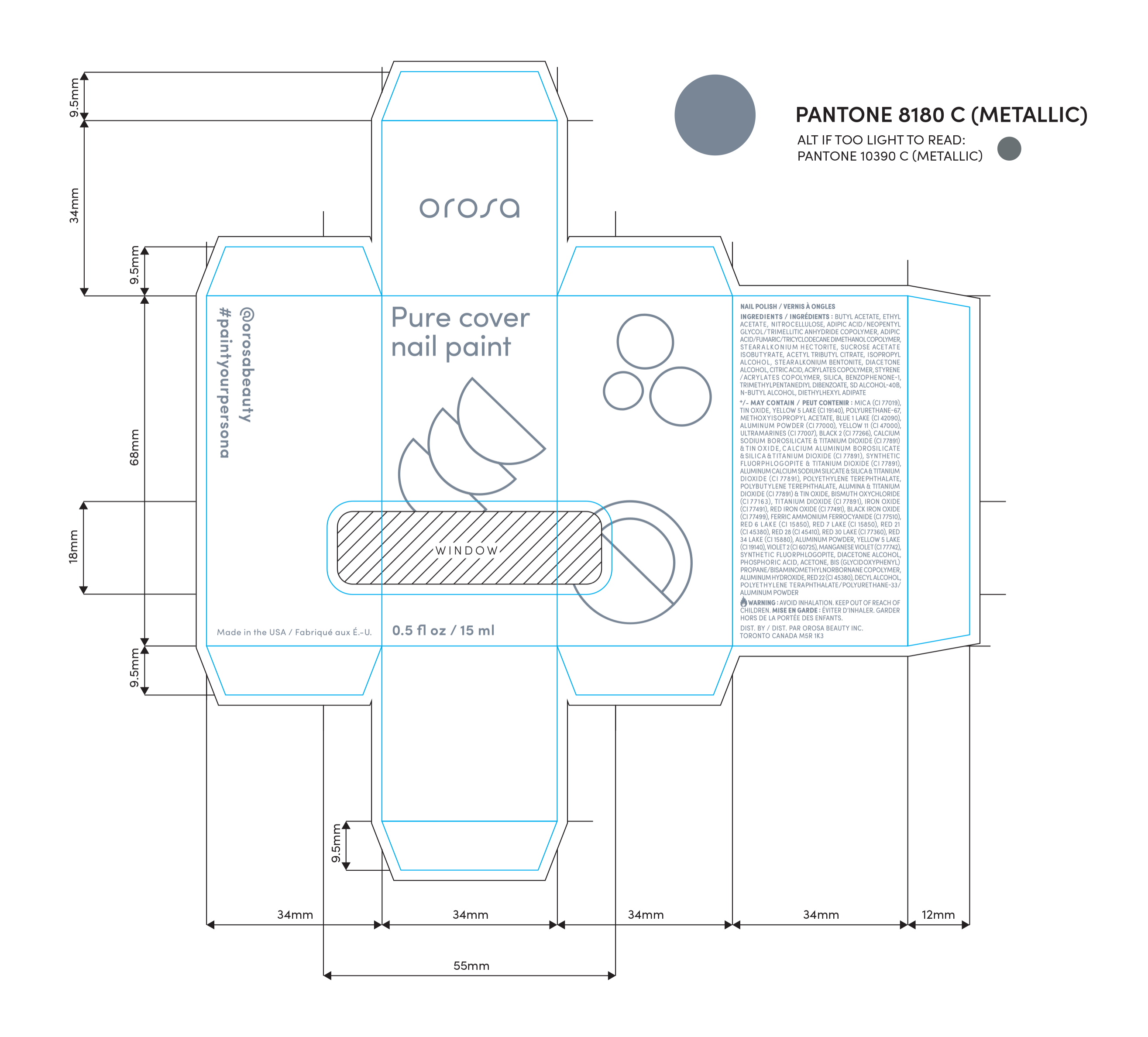 Orosa product packaging dieline
