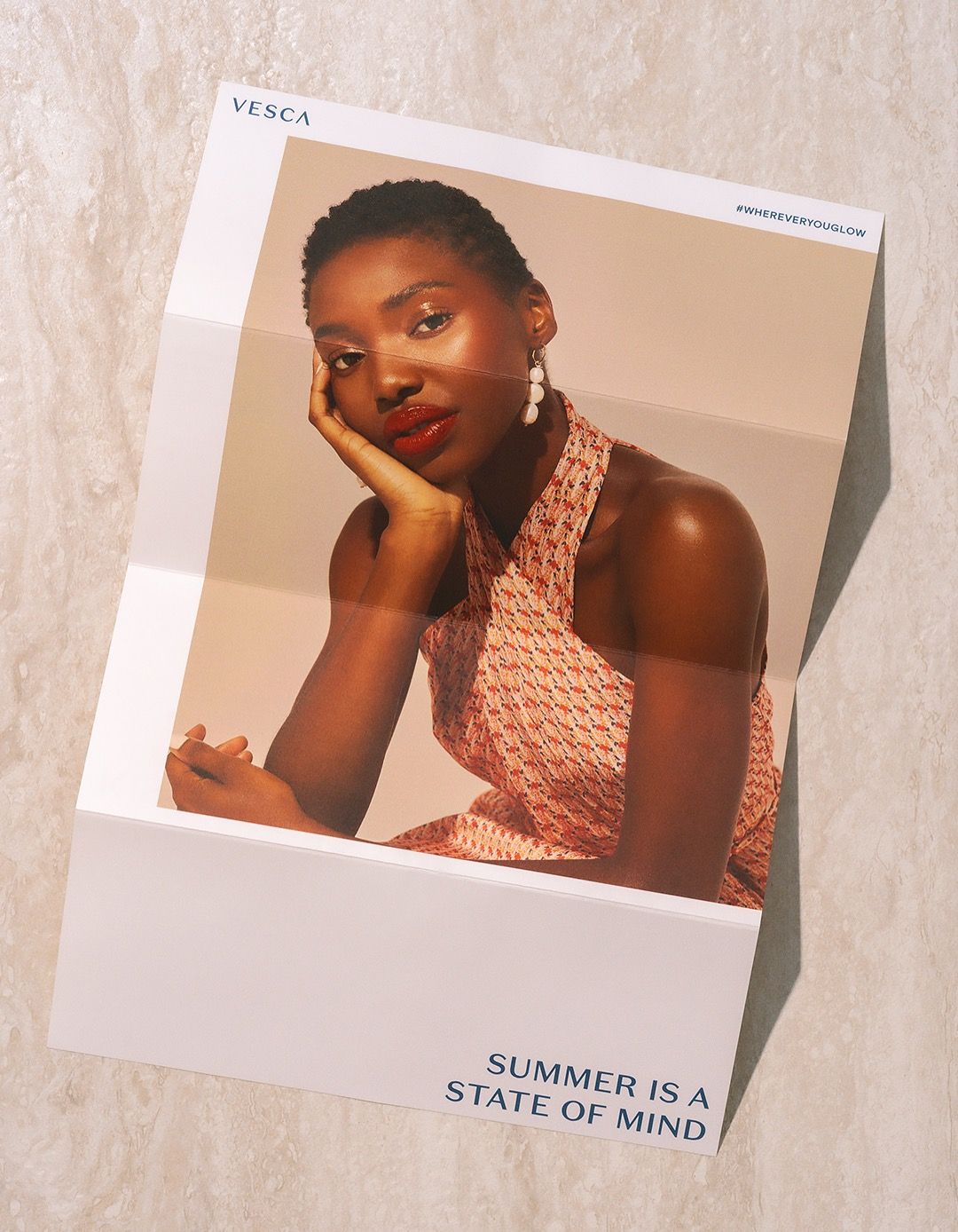 Vesca PR insert front featuring product details and brand messaging