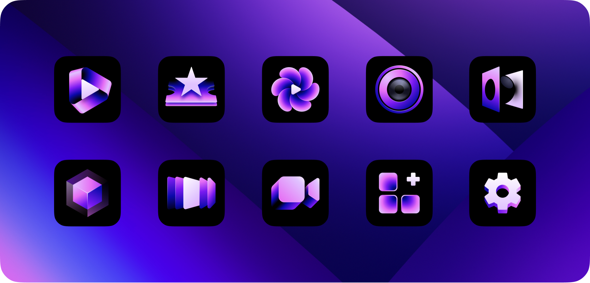Complete Leia app icon family displaying unified visual design across all applications with consistent depth treatment and brand identity